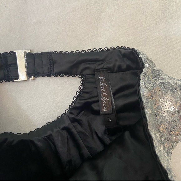 new! for love and lemons silver glimmer sequin high waisted panty 3750 - Picture 4 of 11